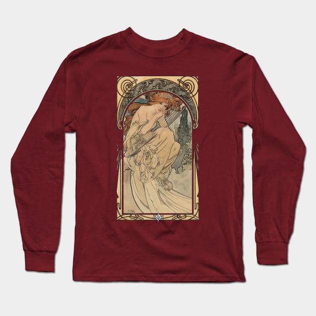 Allegorie de la Musique by Alphonse Mucha Long Sleeve T-Shirt by Hiraeth Tees